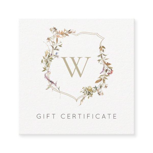 Dusky Pink Wildflower Crest Gift Certificate