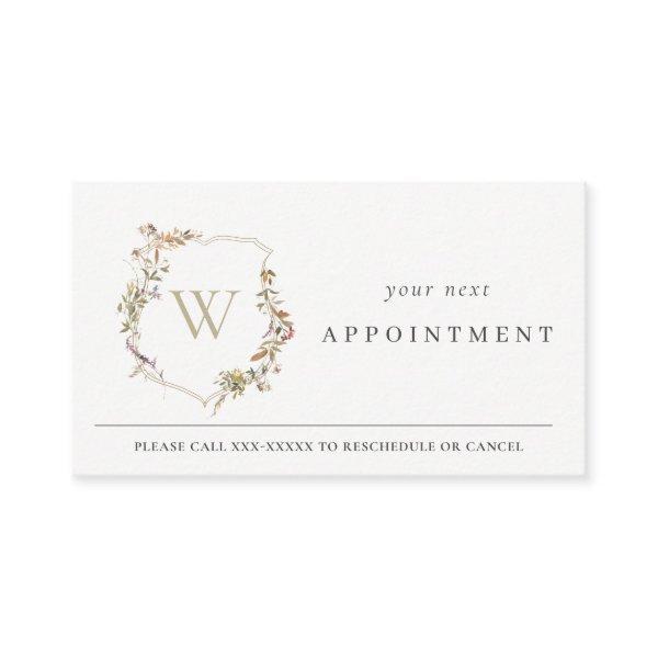 Dusky Pink Wildflower Monogram Crest Appointment