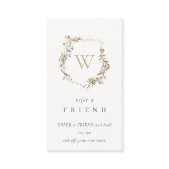 Dusky Pink Wildflower Monogram Crest Refer Friend