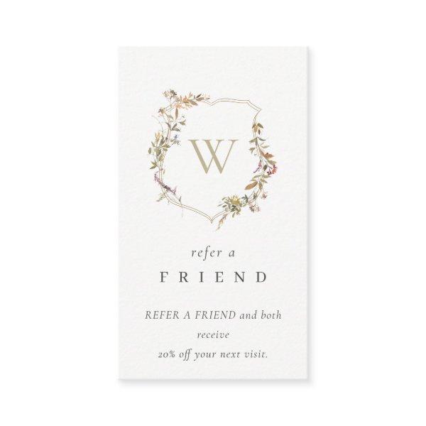 Dusky Pink Wildflower Monogram Crest Refer Friend