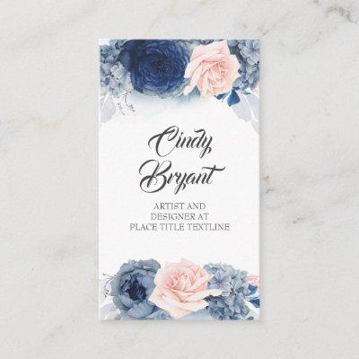 Dusty Blue and Blush Pink Flowers Elegant Stylish