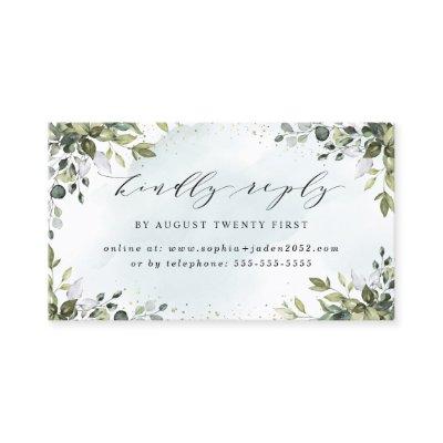 Dusty Blue Greenery Wedding Online RSVP Cards