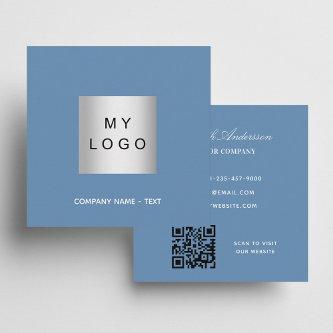 Dusty blue logo QR code minimalist Square