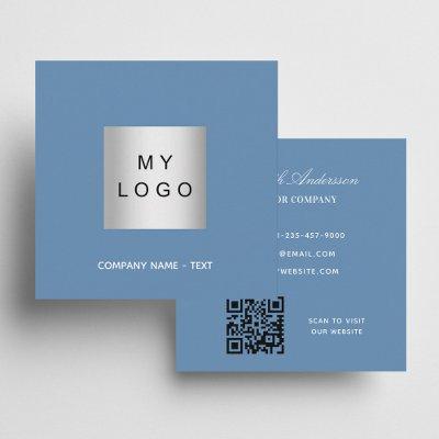 Dusty blue logo QR code minimalist Square