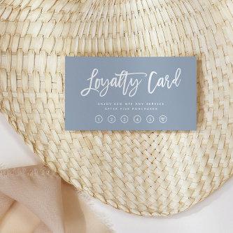 Dusty Blue Modern Script Loyalty Card