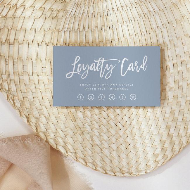 Dusty Blue Modern Script Loyalty Card