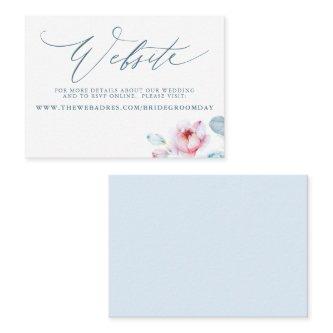 Dusty Blue Pink Rose Wedding Website Card