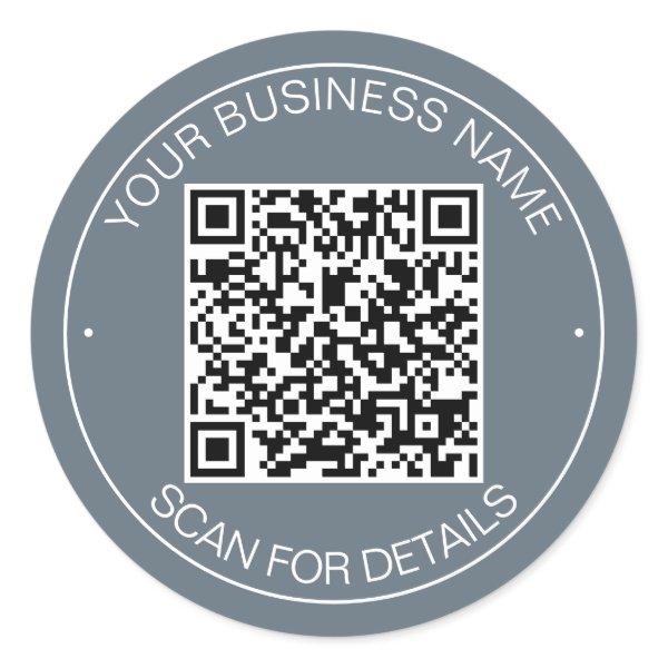 Dusty Blue QR Code Smart Contact Classic Round Sticker