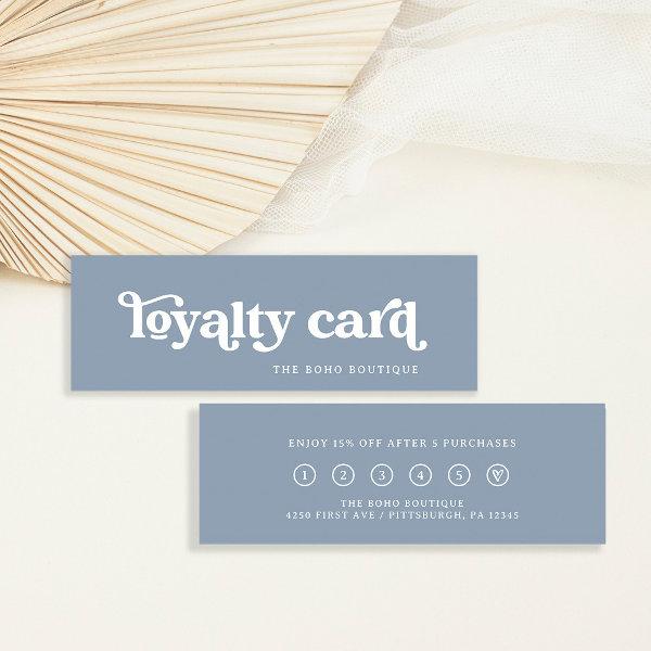 Dusty Blue | Retro Boho Typography Loyalty Card