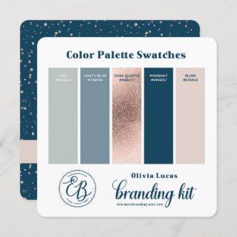 Dusty Blue & Rose Gold Color Palette Swatch Card