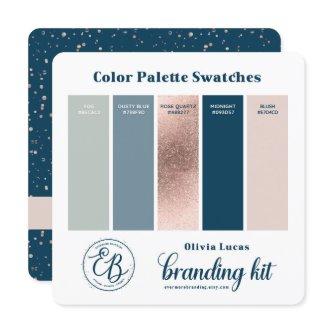 Dusty Blue & Rose Gold Color Palette Swatch Card