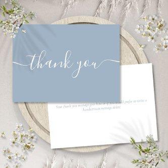 Dusty Blue Simple Modern Elegant Script Thank You Card