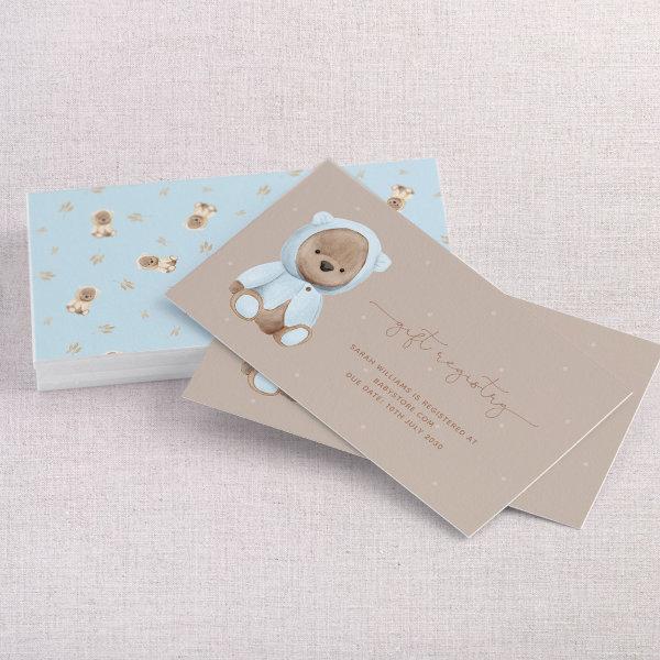 Dusty Blue Teddy Bear Baby Shower Gift Registry