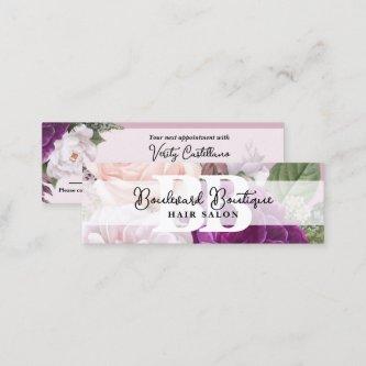 Dusty Mauve Rose Floral Salon Bookmark Appointment Mini