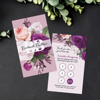 Dusty Mauve Vintage Floral Service Loyalty 5-Stamp