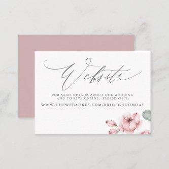 Dusty Pink Rose Wedding Website Card