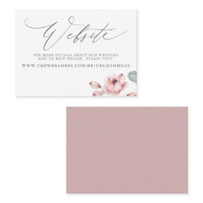 Dusty Pink Rose Wedding Website Card