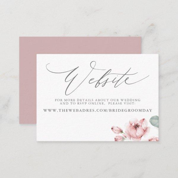Dusty Pink Rose Wedding Website Card