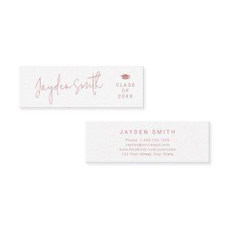 Dusty Pink Simple Modern Script Graduate Name Card