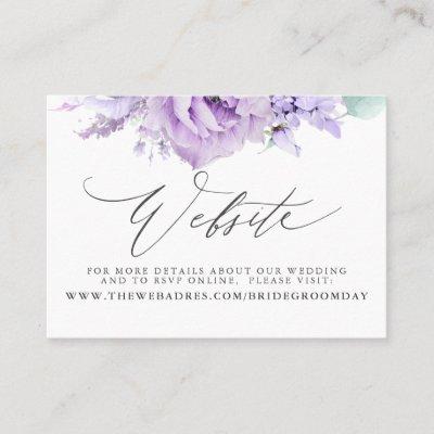 Dusty Purple Floral Wedding Website Card