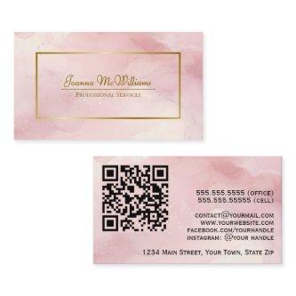 Dusty Rose Abstract Watercolor & Gold QR Code