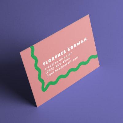 Dusty Rose and Bright Green Wavy Frame