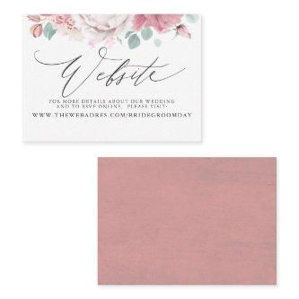 Dusty Rose Floral Wedding Website Card