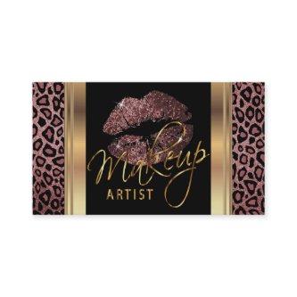 Dusty Rose Glitter Lips on Leopard Skin