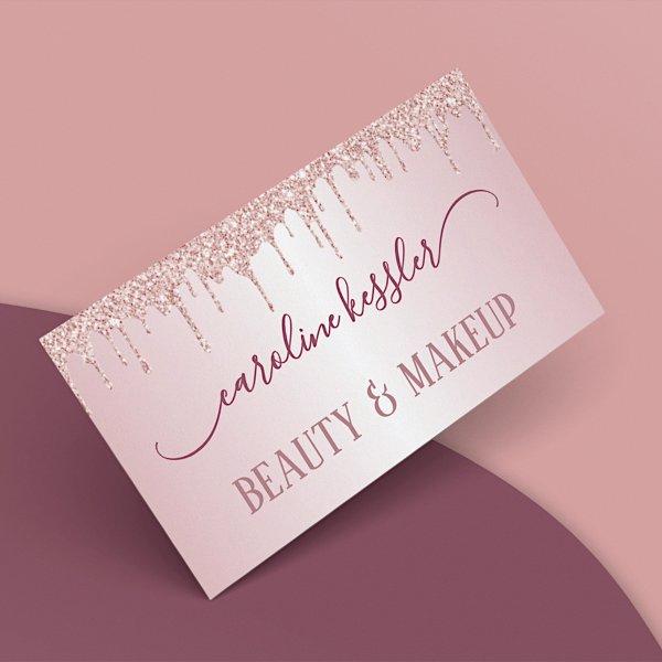 Dusty Rose Gold Blush Pink Glitter Sparkles Drip