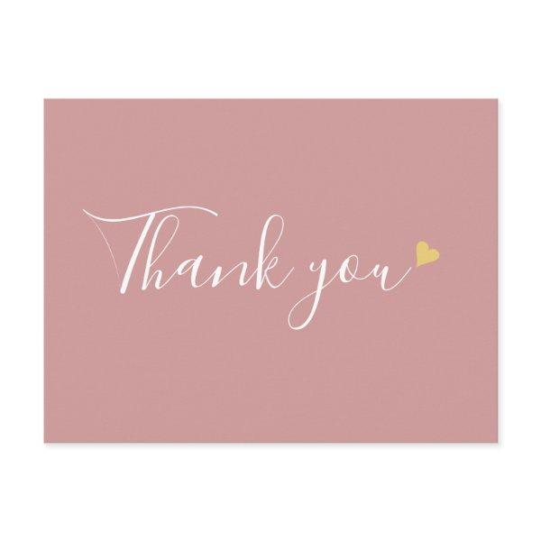 Dusty Rose Gold Heart Script Business Thank You Postcard