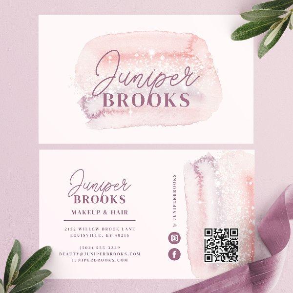 Dusty Rose Lavender Social Media QR Code Glitter