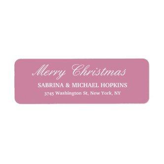Dusty Rose Merry Christmas Message Family Sheet Label