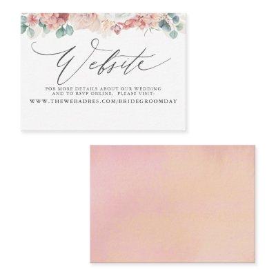 Dusty Rose Peach Floral Wedding Website Card