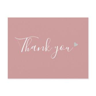 Dusty Rose Silver Heart Script Business Thank You Postcard