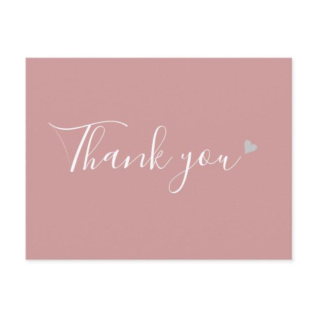 Dusty Rose Silver Heart Script Business Thank You Postcard