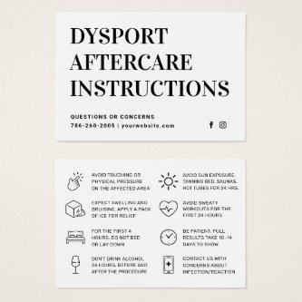 Dysport Injection Aftercare Instruction Card