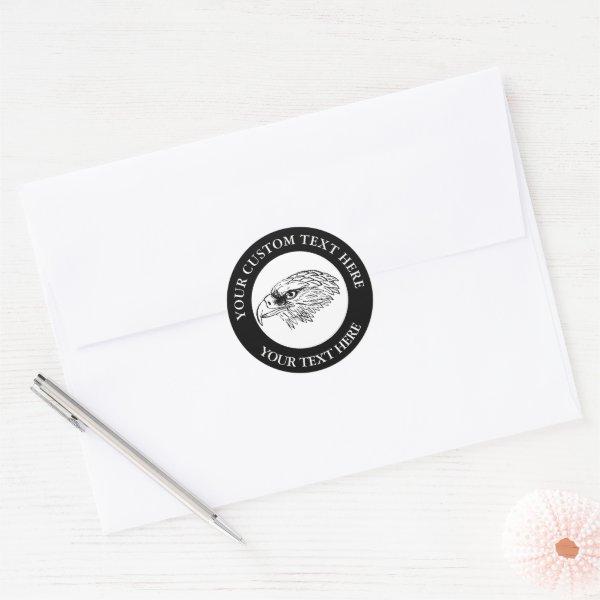 Eagle Icon Logo Custom Text  Classic Round Sticker