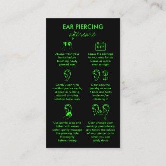 Ear Piercing Care Instructions Neon Green