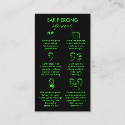 Ear Piercing Care Instructions Neon Green