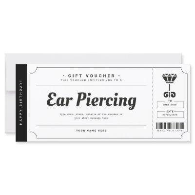 Ear Piercing Gift Voucher Certificate