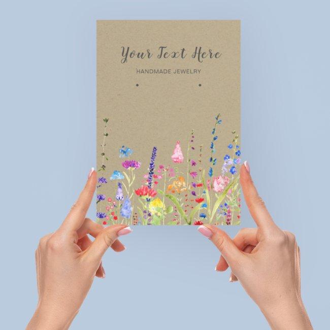 Earring Display Card • Watercolor Wild Flowers