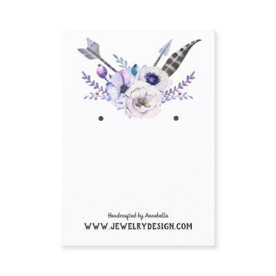 Earring Jewelry Display Card • Boho Feather Floral