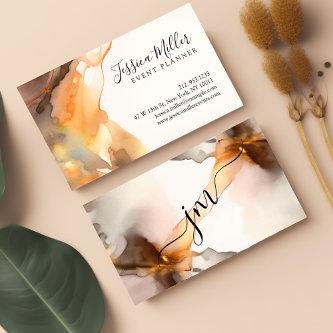 Earth-Tone And Gold Abstract Watercolor Monogram