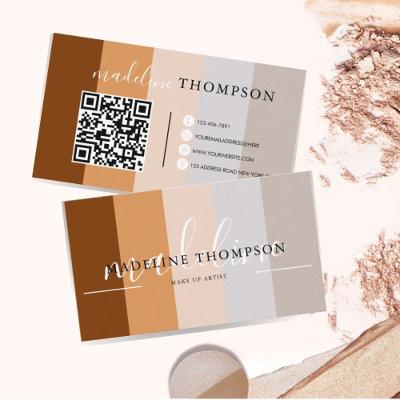 Earthy Beige Grey Brown Calligraphy Script QR code
