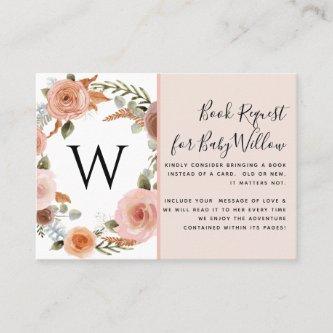 Earthy Blush Pink Peach Floral Baby Shower Books