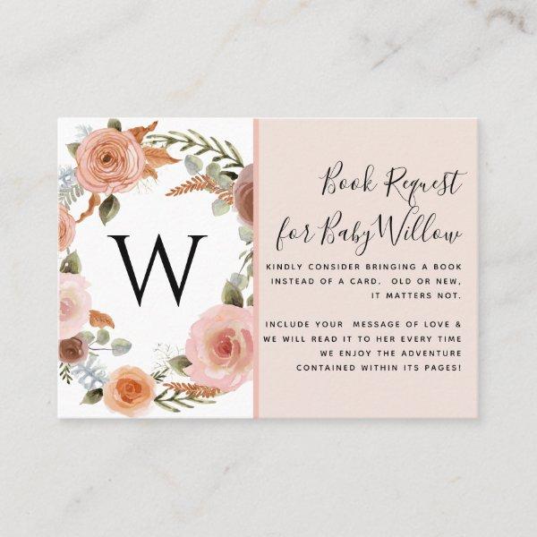 Earthy Blush Pink Peach Floral Baby Shower Books