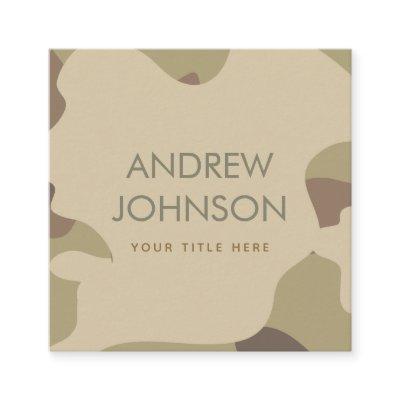 Earthy Camo Camouflage Military Style Pattern  Square
