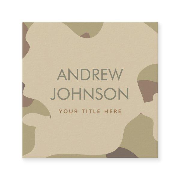 Earthy Camo Camouflage Military Style Pattern  Square