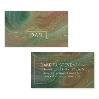 Earthy Emerald Strata | Green and Golden Ink Agate