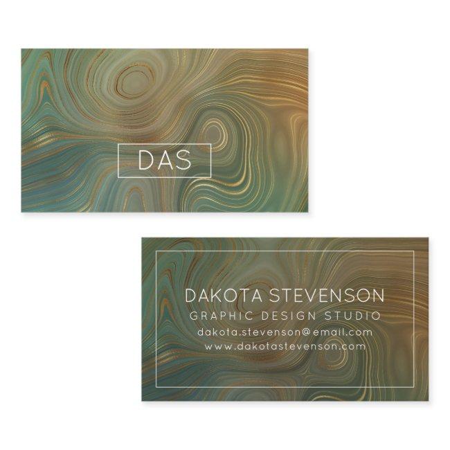 Earthy Olive Strata | Green and Gold Ink Custom